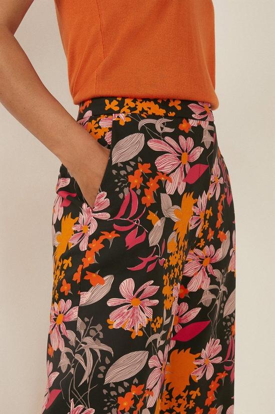 Oasis Floral Printed Cotton Sateen Wide Leg Trouser 4