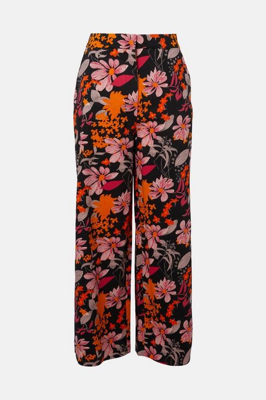 Oasis Floral Printed Cotton Sateen Wide Leg Trouser 5