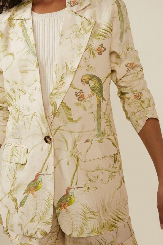 Oasis Leaf Print Tailored Linen Look Blazer 4