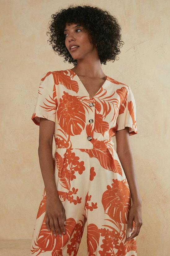 Oasis Tropical Printed Linen Look Tailored Jumpsuit 2