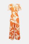 Oasis Tropical Printed Linen Look Tailored Jumpsuit thumbnail 5
