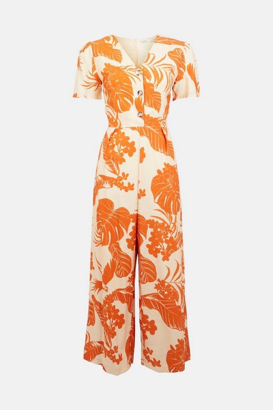 Oasis Tropical Printed Linen Look Tailored Jumpsuit 5