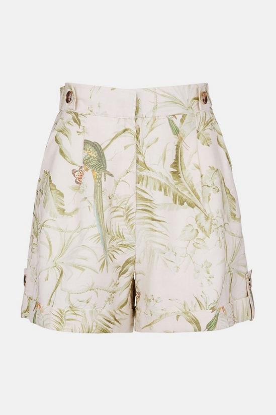 Oasis Leaf Print Tailored Linen Look Shorts 5