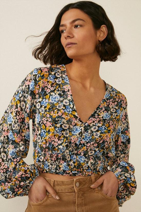Oasis Daisy Ditsy Printed Button Front Top 1