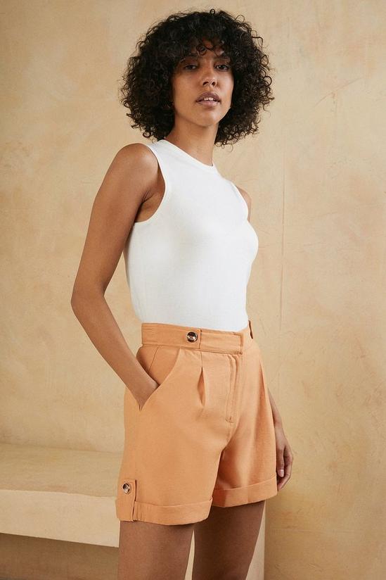 Oasis Button Tailored Linen Look Shorts 4