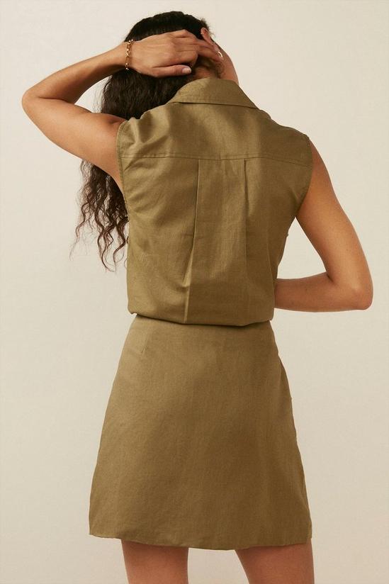 Oasis Tailored Button Linen Mix Mini Skirt 3