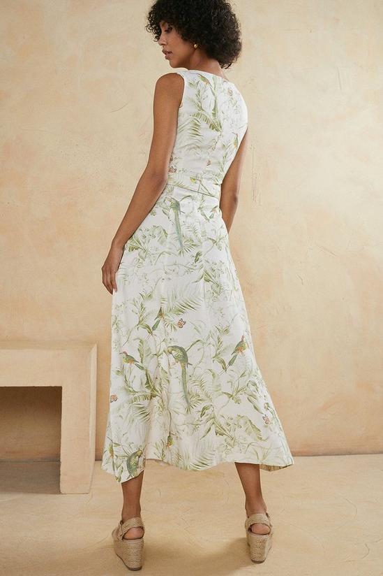 Oasis Leaf Print Belted Linen Look Dress 3