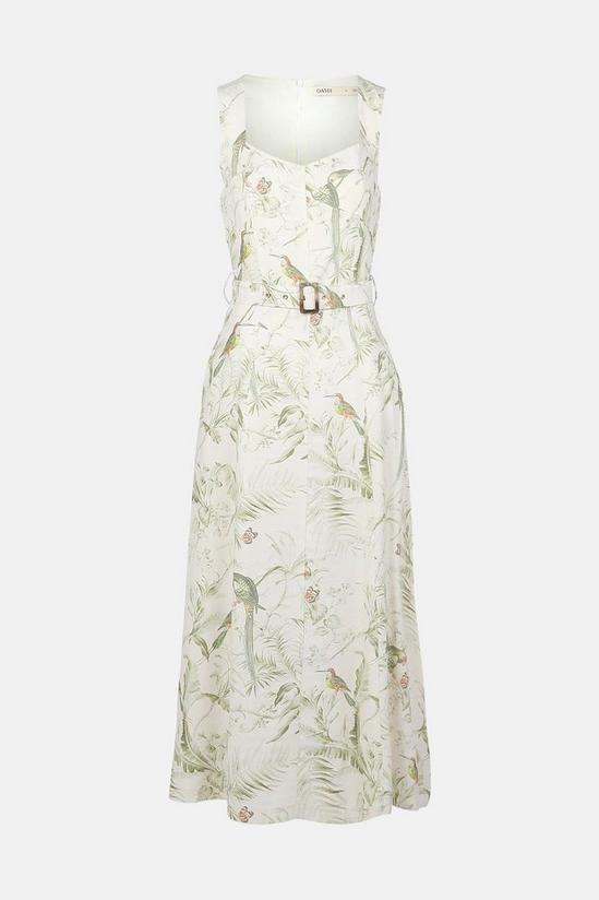 Oasis Leaf Print Belted Linen Look Dress 5