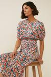 Oasis Paint Stroke Floral Print Ruched Front Dress thumbnail 1