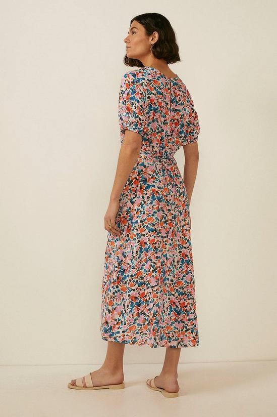 Oasis Paint Stroke Floral Print Ruched Front Dress 3