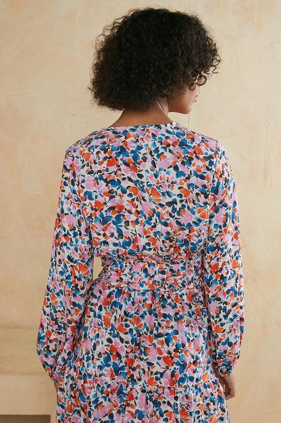 Oasis Paint Stroke Floral Printed Button Front Top 3