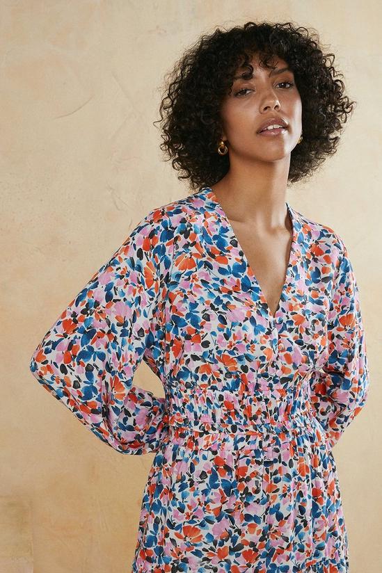 Oasis Paint Stroke Floral Printed Button Front Top 4