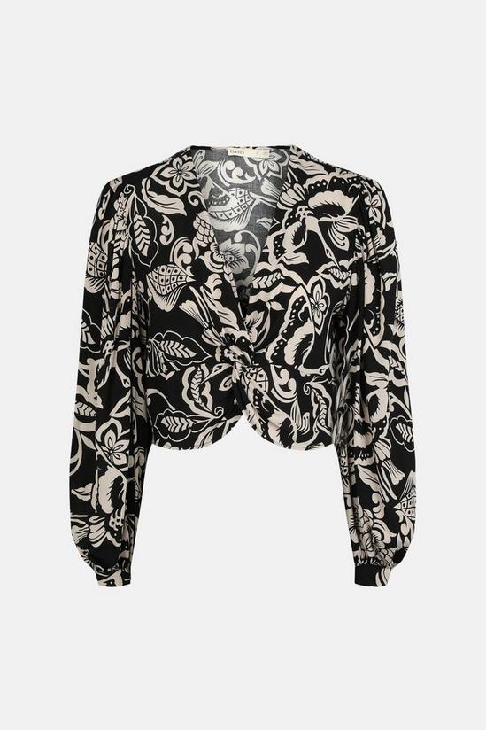 Oasis Abstract Mono Printed Twist Front Top 6