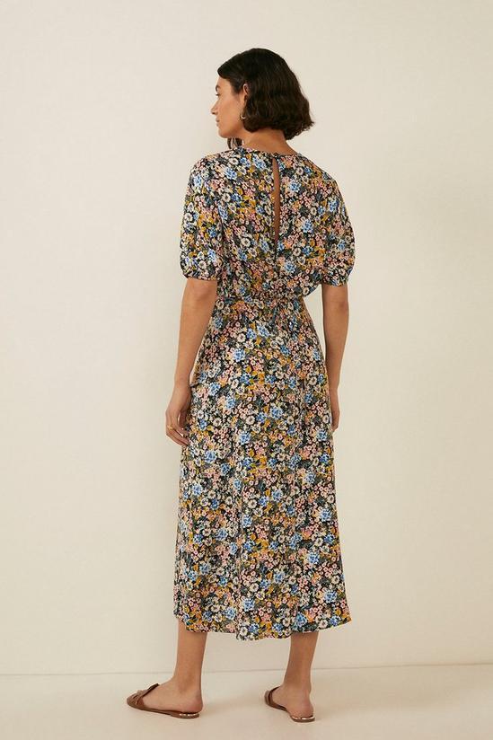 Oasis Daisy Ditsy Printed Ruched Front Midi Dress 3