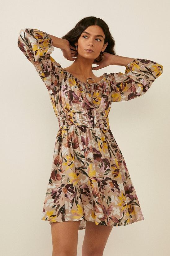 Oasis Artist Flower Printed Bardot Dress 2