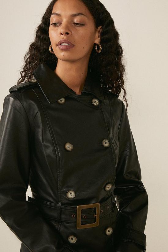 Oasis Short Leather Trench Coat 2