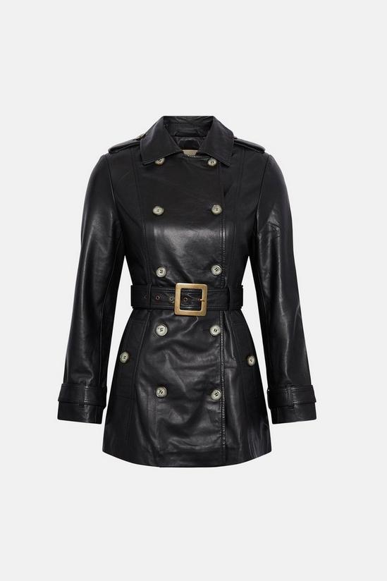 Oasis Short Leather Trench Coat 5