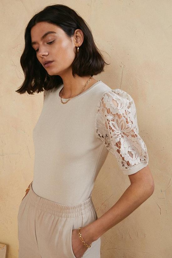 Oasis Short Sleeve Lace Knit Top 2