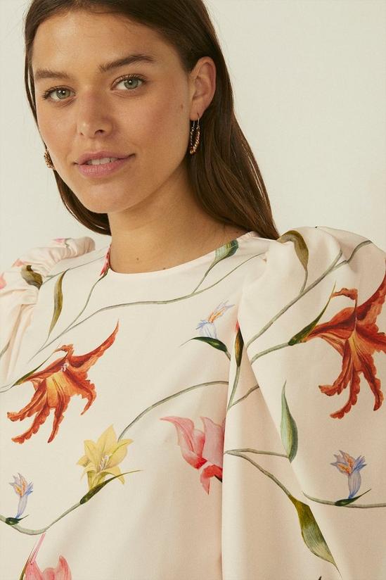 Oasis RHS Ruched Sleeve Detail Floral Print Top 2