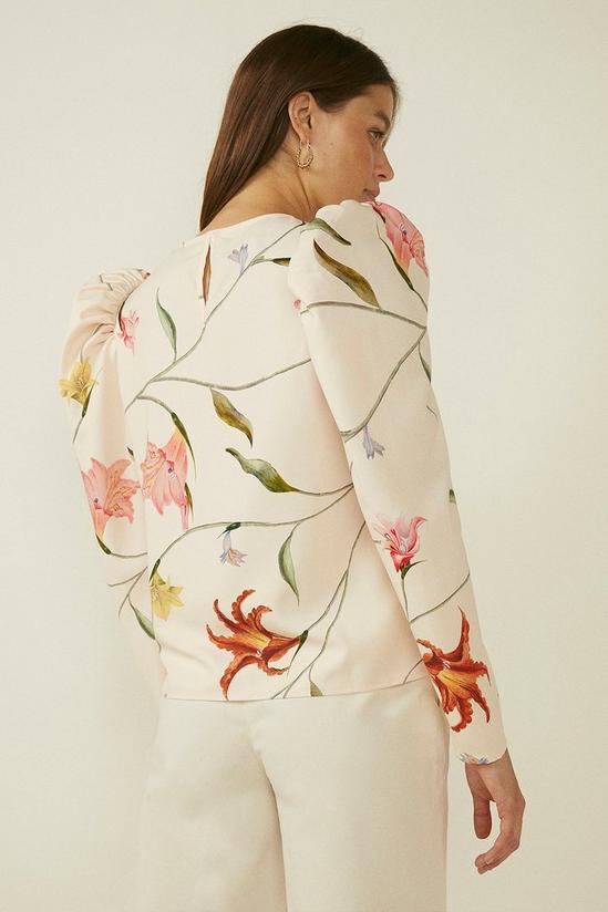 Oasis RHS Ruched Sleeve Detail Floral Print Top 3