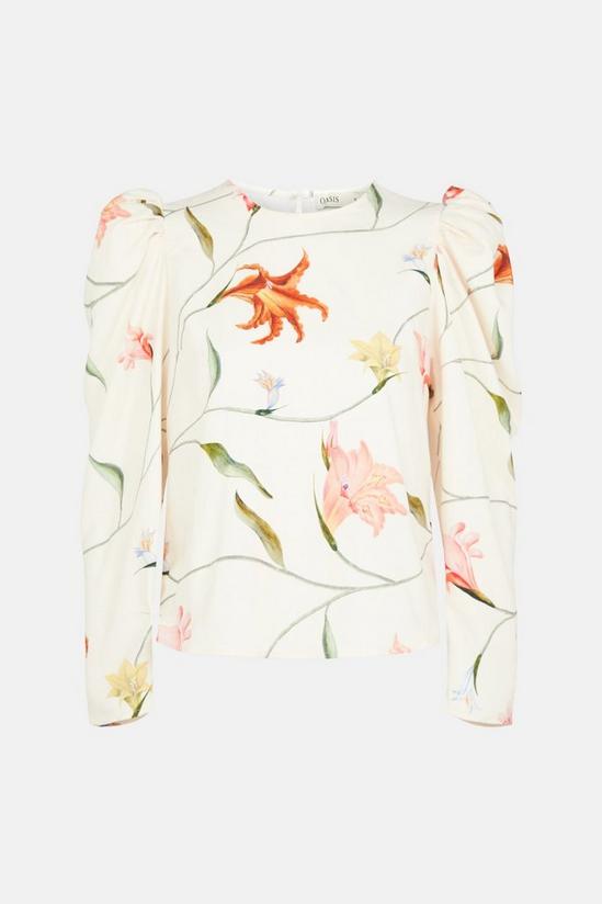 Oasis RHS Ruched Sleeve Detail Floral Print Top 5