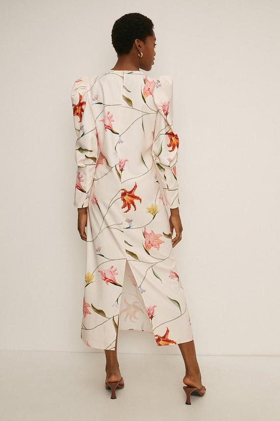 Oasis RHS Ruched Sleeve Detail Floral Print Dress 3