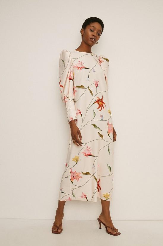 Oasis RHS Ruched Sleeve Detail Floral Print Dress 4