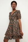 Oasis Floral Crinkle Frill Wrap Dress thumbnail 1