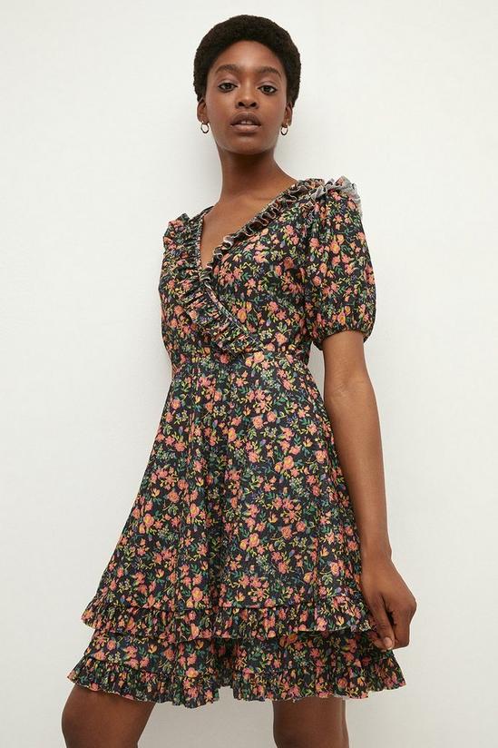 Oasis Floral Crinkle Frill Wrap Dress 1