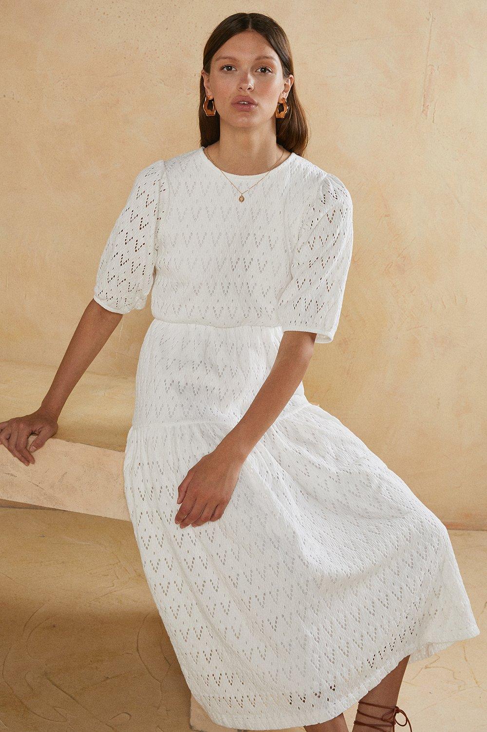 Oasis white shop broderie dress