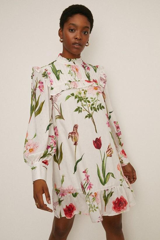 Oasis RHS Floral Print Pintuck Yoke Mini Dress 1