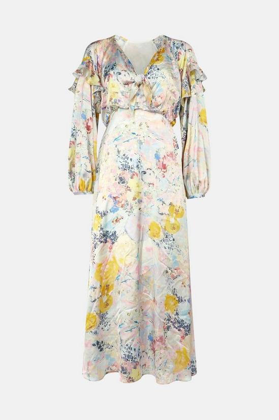 Oasis Painted Floral Print Tie Front Midi Dress 5