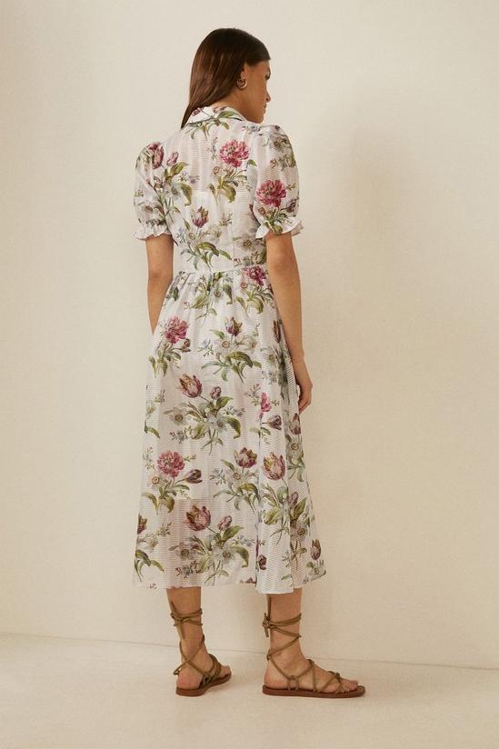 Oasis Stripe Organza Floral Print Midi Shirt Dress 4