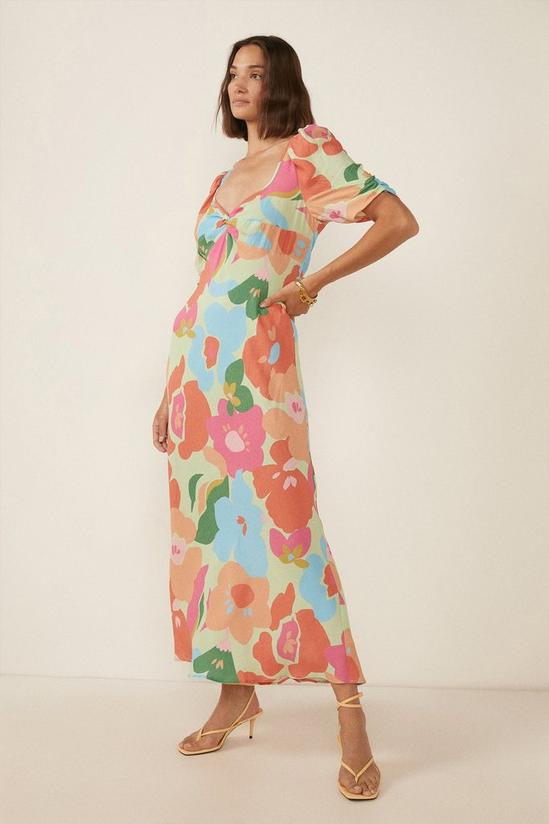 Oasis Bloom Flower Print Twist Front Midi Dress 4
