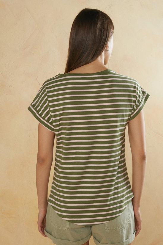 Oasis Cotton Stripe Roll Sleeve T Shirt 3