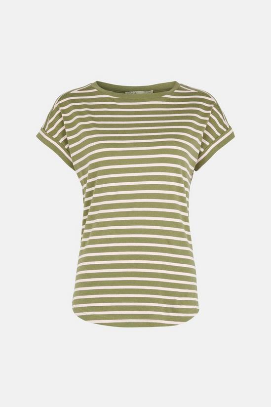 Oasis Cotton Stripe Roll Sleeve T Shirt 5