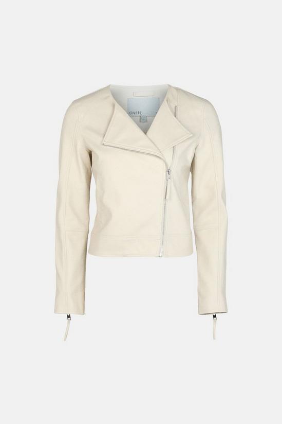 Oasis Faux Leather Collarless Jacket 5