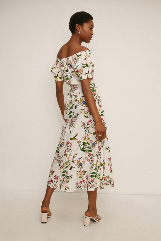 Oasis RHS Bird Garden Print Bardot Midi Dress 3