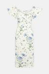 Oasis Floral Spot Wrap Detail Bardot Pencil Dress thumbnail 5