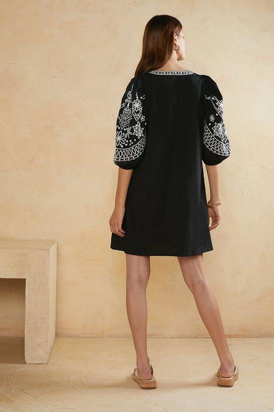 Oasis Embroidered Puff Sleeve Shift Dress 3