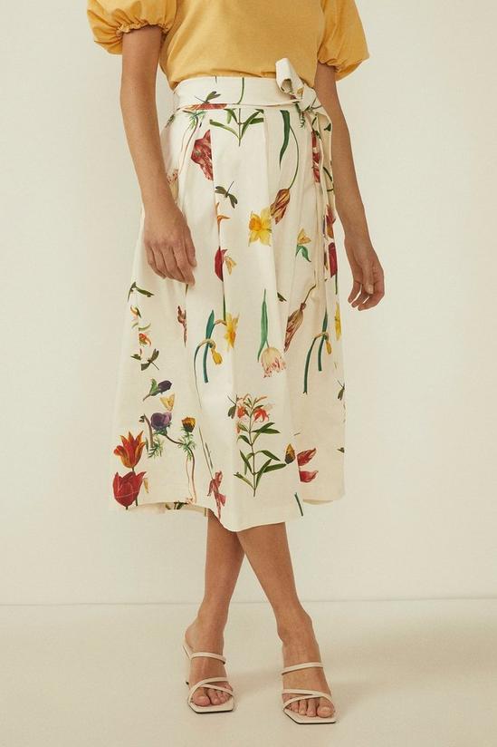 Oasis RHS Tulip Print Belted Midi Skirt 2