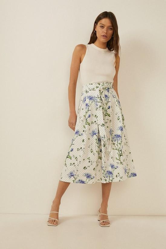 Oasis Floral Spot Print Belted Midi Skirt 1