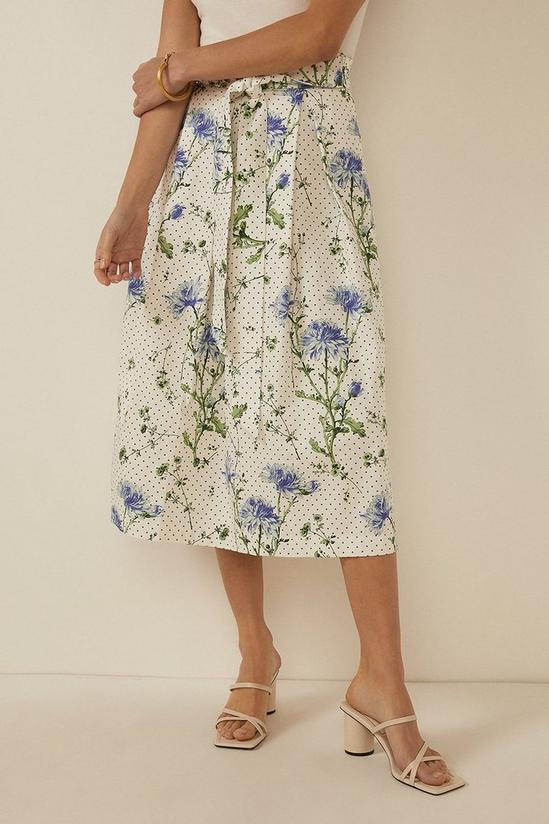 Oasis Floral Spot Print Belted Midi Skirt 2