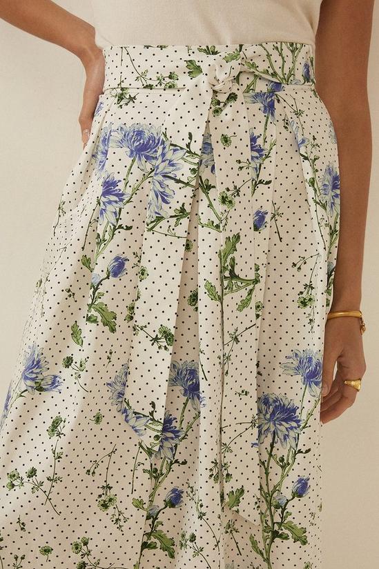 Oasis Floral Spot Print Belted Midi Skirt 4