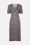 Oasis Floral Ruched Shirred Cuff Midi Dress thumbnail 5