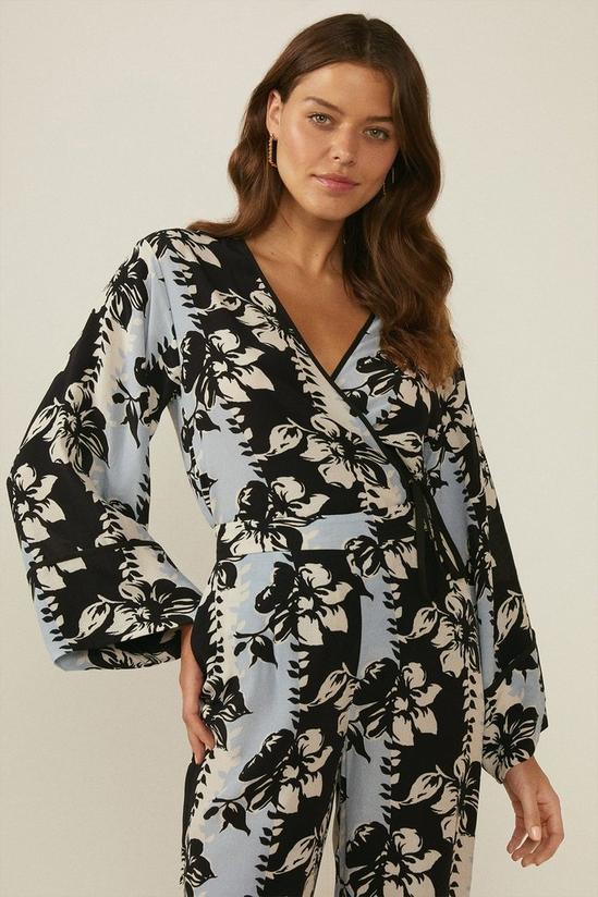 Oasis Vertical Floral Printed Kimono Wrap Top 1