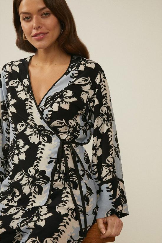 Oasis Vertical Floral Printed Kimono Wrap Top 2