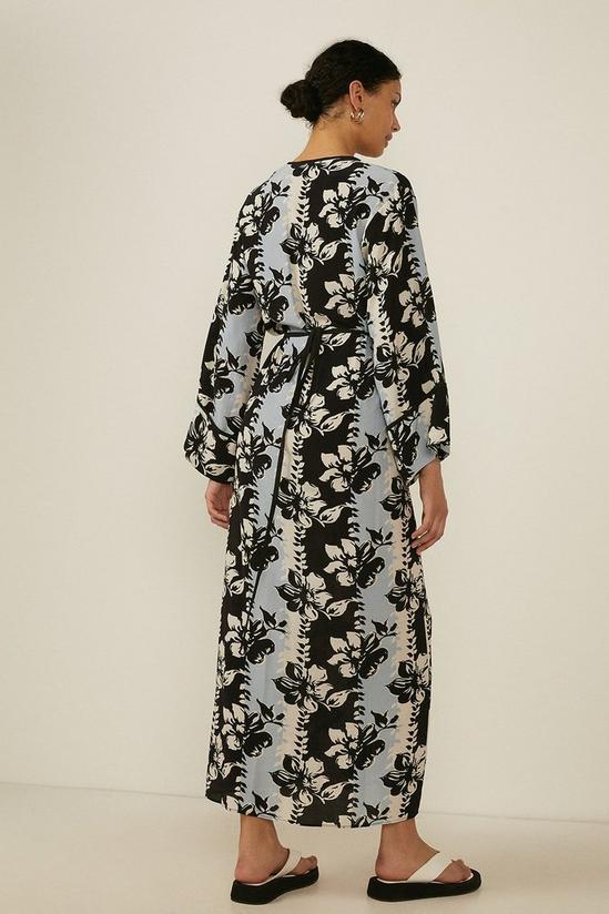 Oasis Vertical Floral Printed Midi Kimono Wrap Dress 3