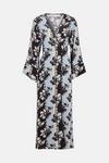 Oasis Vertical Floral Printed Midi Kimono Wrap Dress thumbnail 5