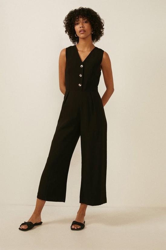 Oasis Linen Look Sleeveless Tailored Button Jumpsuit 1